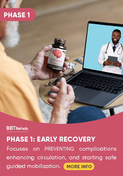 Phase 1 – Early Recovery: Focuses on preventing complications, enhancing circulation, and starting safe, guided mobilization.